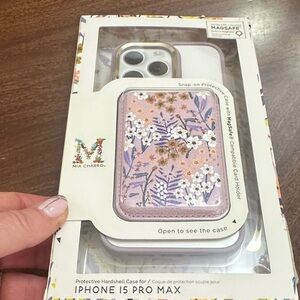 Mia Charro purple and white case with floral card holder for iPhone 15 pro max